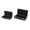 Black Fabric Woven Storage Decorative Trunk with Silver Latches & Buckles Set